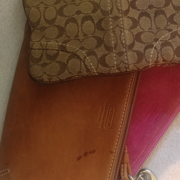 3 piece set lot Coach Pouchette pouch mono pink - Picture 8 of 8